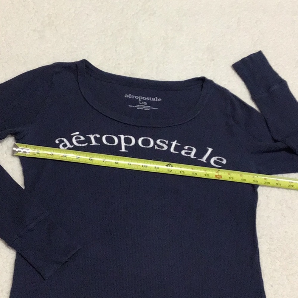 AEROPOSTALE LONG SLEEVE TEE NAVY LG - Picture 3 of 4